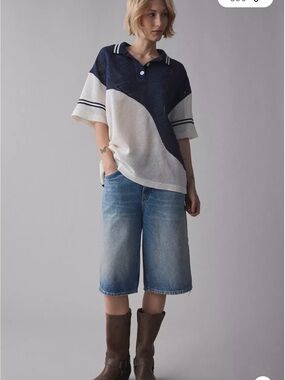BDG Billie Oversized Lace Polo Shirt